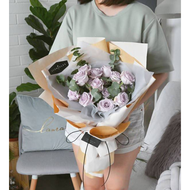 Minimalist Lilac Rose Flower Bouquet (Beige) (Johor Bahru Delivery Onl ...