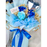 Blue Soap Rose With Mini Balloon Bouquet (Artificial Flower) |  (Klang Valley Delivery Only)