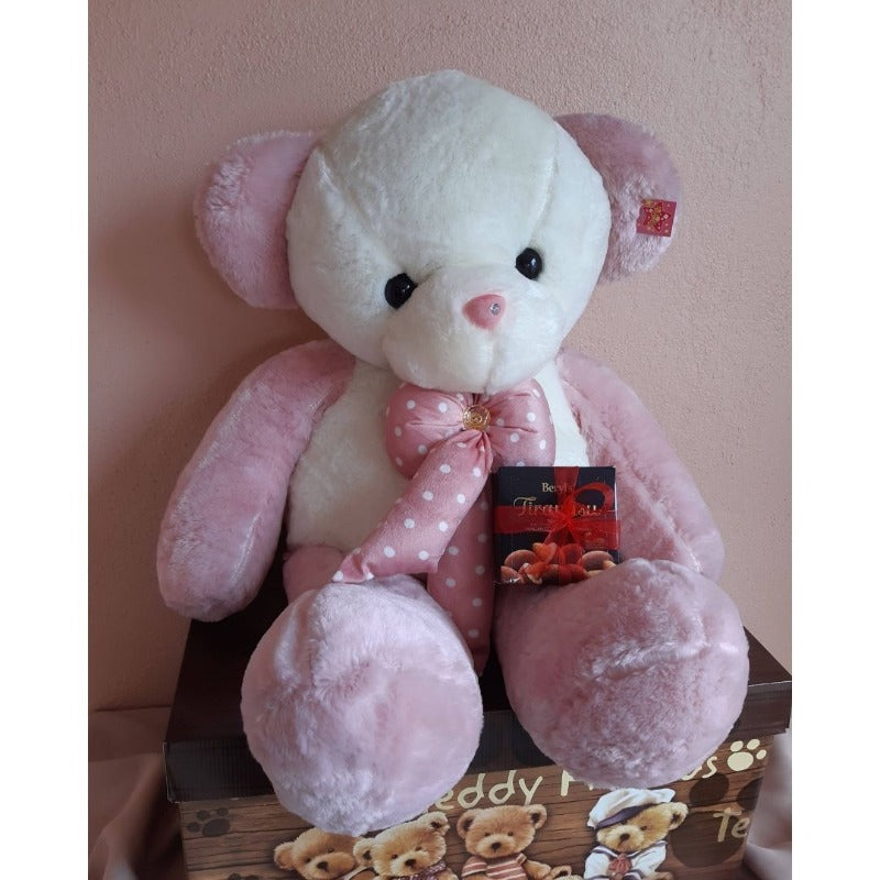 Giant Teddy Bear Soft Toy and Chocolate in a Printed Gift Box (Klang Valley Delivery)