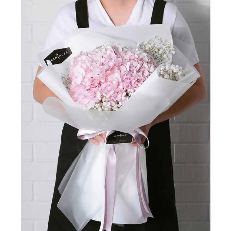Pink Hydrangea with Baby’s Breath Flower Bouquet (Johor Bahru Delivery Giftr Malaysia's