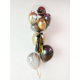 Personalized Bubble Balloon Bouquet | Chrome Gold & Black (Klang Valley Delivery Only)