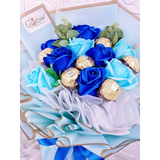 Blue Soap Roses Ferrero Rocher Bouquets (Artificial Flower) | (Klang Valley Delivery Only)