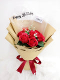Red Soap Roses With Transparent Balloon Bouquet