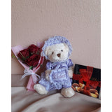 Bonnet Kisses Teddy Bear, Chocolate and Artificial Mini Mixed Flowers Bouquet Gift Set (Klang Valley Delivery)