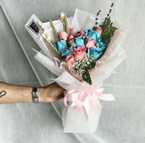 Winter Vibes Blue & Pink Roses Bouquet (Ipoh Delivery Only)