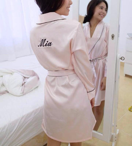 Personalised Satin Dressing Gown (Bathrobe)