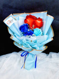 Blue Soap Rose With Mini Balloon Bouquet (Klang Valley Delivery)