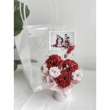 Artificial Soap Carnation Box With Transparent Bag (Red)