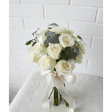 Minimalist White Rose Bridal Flower Bouquet (Johor Bahru Delivery Only)