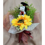 Cute Dog Graduation Bouquet with Artificial Sunflower & Chocolate Gift Set (Klang Valley Delivery)
