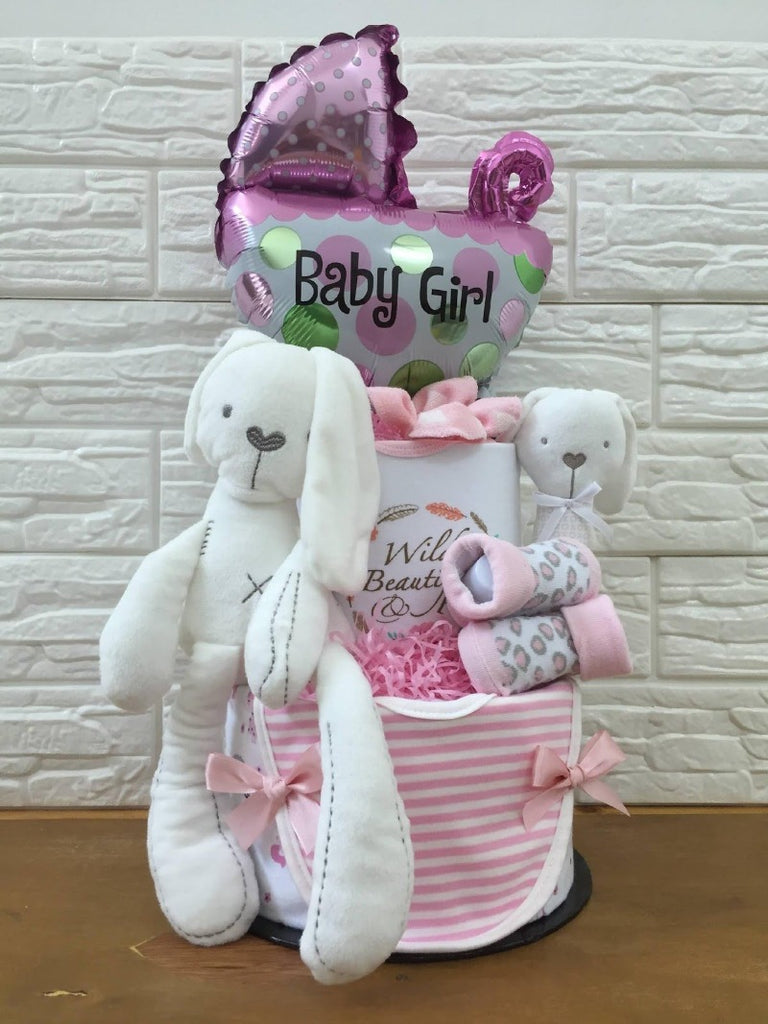 Baby Girl 2 Tier Diaper Cake Set B (Penang Delivery Only) Giftr