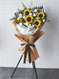 Scentales Sunflower and White Eustoma Opening Flower Stand | (Klang Valley Delivery)