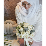 Minimalist White Rose Bridal Flower Bouquet (Johor Bahru Delivery Only)