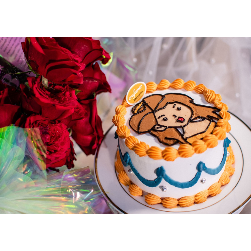 Princess Theme Meme Cake & Flower Bundle (Klang Valley Delivery