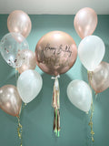 Rose gold orbz Happy Birthday foil balloon package