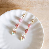 Blissful Flower Pink Handmade Gold Earring