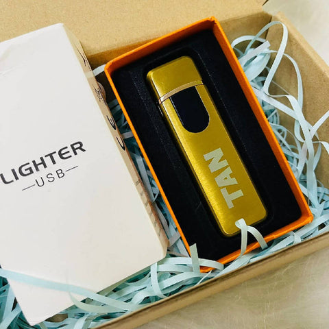 Personalised Electronic USB Rechargeable Dual Pulse Arc Cigarette Lighter Gift Set (Klang Valley Delivery)