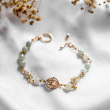 Light Green Jade Sakura Handmade Gold Bracelet Hari Raya 2024