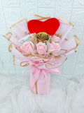 Love Pink Soap Roses With Gold Artificial Bouquet (Klang Valley Delivery)