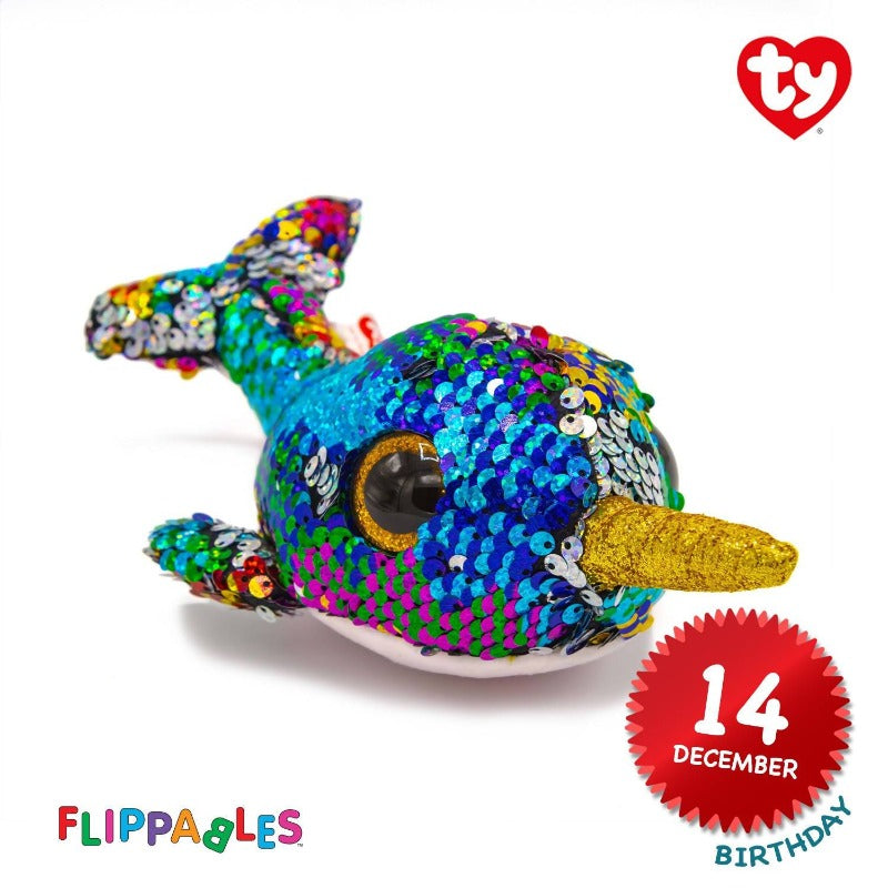 Ty Toys Flippables Calypso The Sequin Multi Narwhal Sequins Soft Toys (Nationwide Delivery)