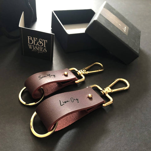 Leather Stylish Couple Keychain Set