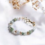 Shades of Green Jade Handmade Gold Bracelet