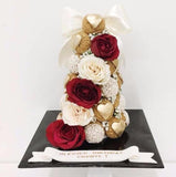 Red Roses & Gold Heart Croquembouche Tower