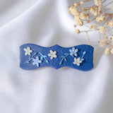 Mid-Autumn Navy Blue Flower Polymer Clay Handmade Barrette #2
