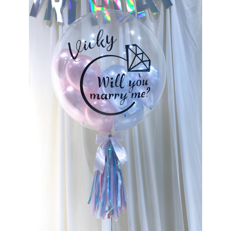 24" Customized Bubble Balloon (Metallic Blue Pink Series)