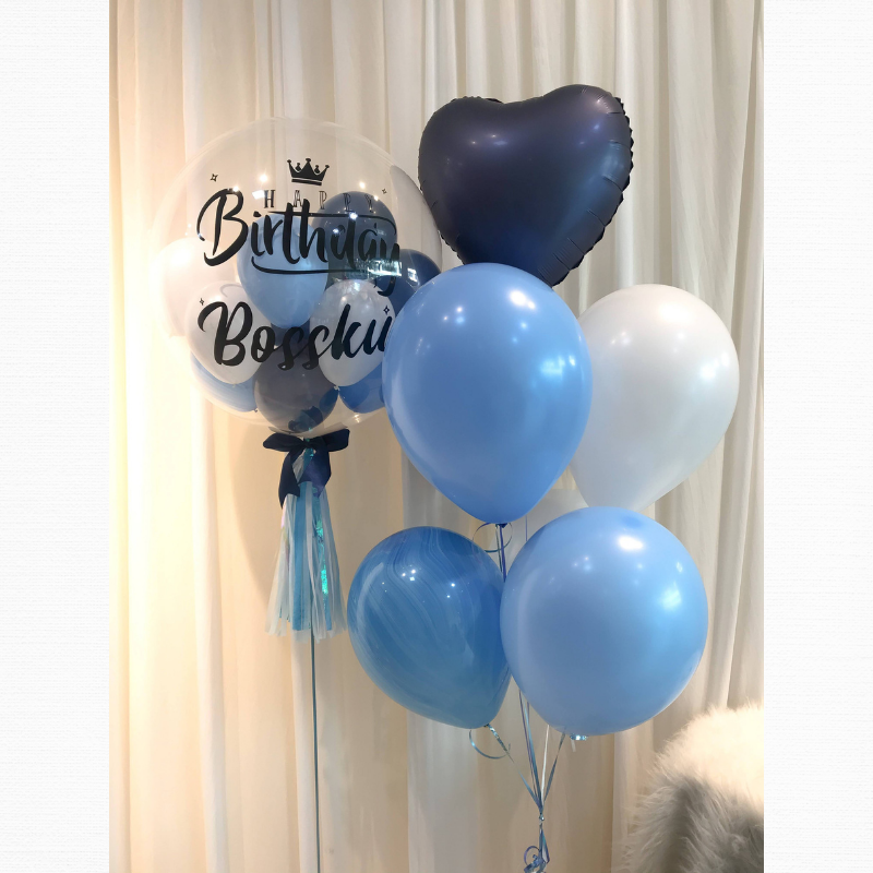 24" Customized Bubble Balloon Set (Solid Blue Navy Blue Series)