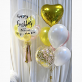 24" Customized Bubble Balloon Set (Metallic Yellow White Pink Series)