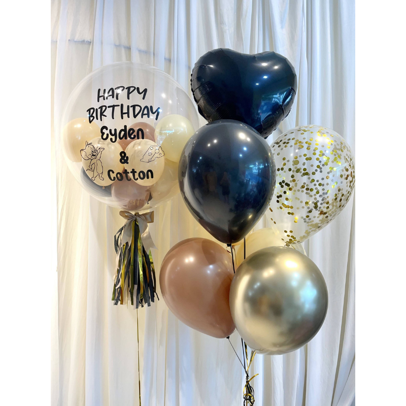 24" Customized Bubble Balloon Set (Black Toffee Caramel Series)