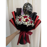 Cool Black With Red Flower Bouquet
