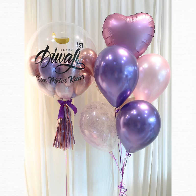 24" Customized Bubble Balloon Set (Metallic Purple Pink Series)