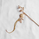 Oriental Classy Pearl Flower Leaf Tassel Gold Hair Chopstick/Bookmark