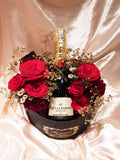 Red Rose Wine Romance (Moet Imperial) Flower Box
