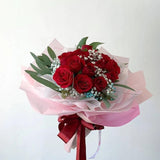 Valentine's Special A Dozen of Red Roses, Rounded (Melaka Delivery Only)