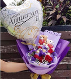 Anniversary Flower Bouquet with Chocolate in Pretty Purple