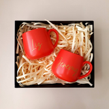 Personalized Couple's Red Mugs With Bouquet (Nationwide Delivery)