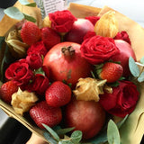 Red Bloom Fruits Bouquet