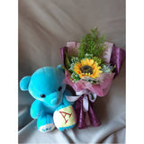 Baby Bear Plush Toy With Artificial Sunflower Bouquet (Klang Valley Delivery)