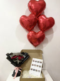 Personalize Calendar With Red Flower Bouquet and Balloons