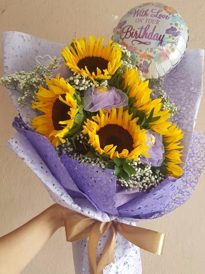 Sunflower bouquet in Purple