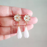 Sunflower Yulan Magnolia Stone-Opal Handmade Earring