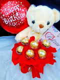 Teddy Bear Ferrero Rocher With Foil Balloon Bloom Box (Klang Valley Delivery)