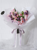 Scentales Minimalist Pink & Purple Tulip Flower Bouquet | (Klang Valley Delivery)