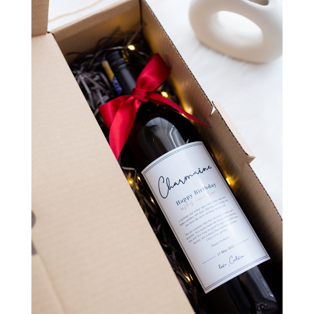 Personalised Red Wine Gift Box With LED (West Malaysia Delivery Only