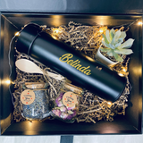 'Mother's Day 2024' "You are My Sunshine" Personalised Digital LED Temperature Display Thermos Flask Bottle, Lively Succulent Plant in Pot, Flower Tea Jars/Tubes Gift Set (Nationwide Delivery)