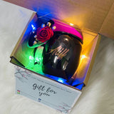 Personalized Solid Copper 304 Stainless Steel Mule Mug Cup 500ml Gift Box Set With LED Fairy Lights & Mini Flower Bouquet (Nationwide Delivery)
