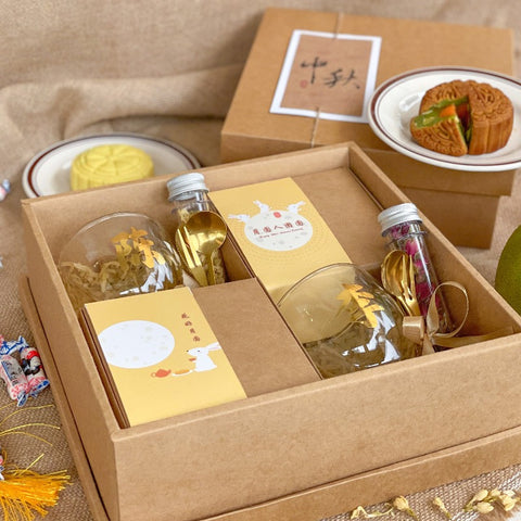 Delightful 月夕花朝 | Personalized Gift Box With Cups, Flower Tea, Cutlery & Mooncake | (Klang Valley Delivery)  - Mooncake Festival 2026